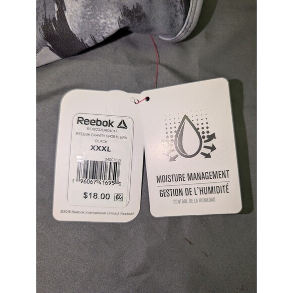 2 Reebok Gravity Sports Bras XXXL Padded Medium Support Black & Windsor Wine NWT - Picture 8 of 10